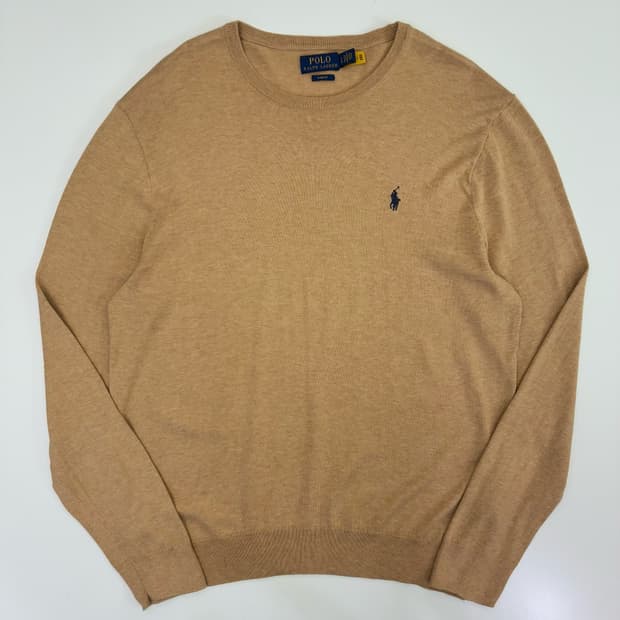 Polo  폴로 랄프로렌 자수 코튼 슬림핏 베이지 니트