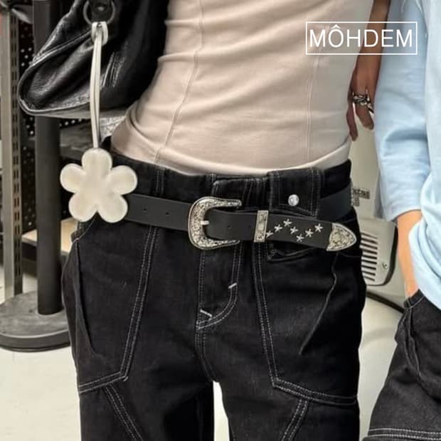 [Unisex] y2k 웨스턴 스타 스터드 벨트
