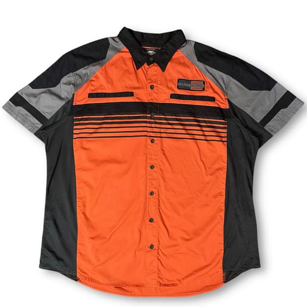 할리데이비슨 오렌지 올드스쿨 바이커 반팔 셔츠 3XL