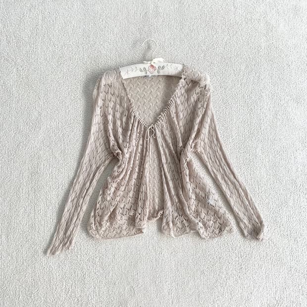 밀크티여리핏 ♥ 그물 가디건