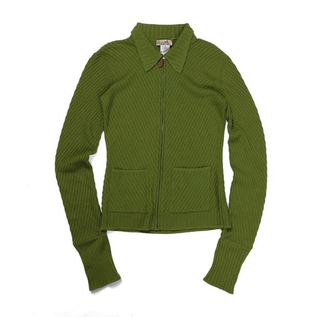 Hermes Cashmere Blended Wool Knit Zip UP