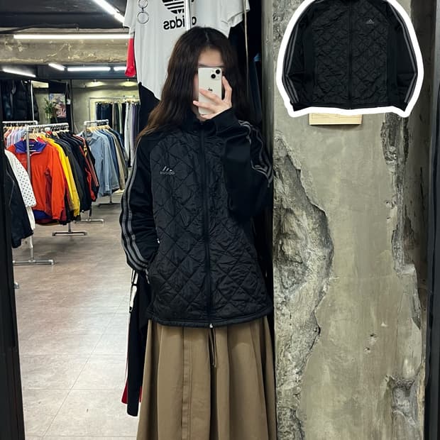 아디다스 퀄팅 기모 져지 블랙 105 #csz2194