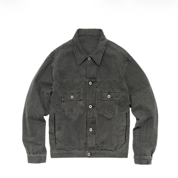 폴리테루 유즈드 트러커 자켓 다이드 그레이 (스트라이프, 재패니즈 패브릭