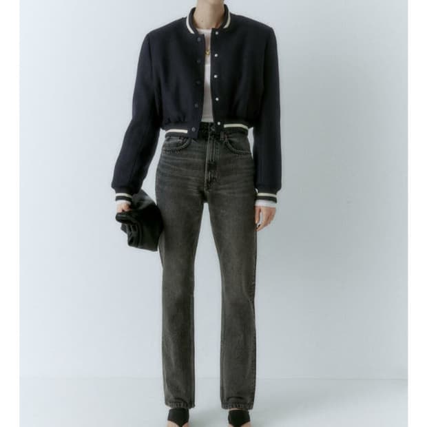 택o,28사이즈) 자라 여자 흑청 청바지 하이웨이스트 스트레이트 진