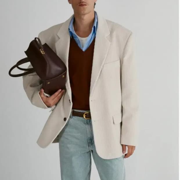 [새상품] 렉토 코듀로이 싱글 브레스티드 자켓 세피아 S