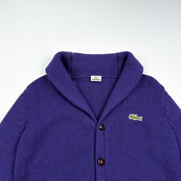라코스테 크록 숄카라 퍼플 니트 가디건 (M)