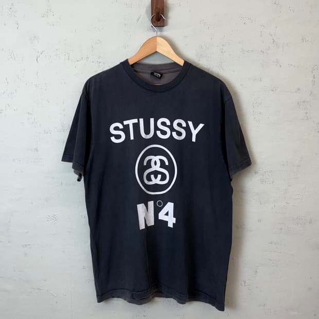 스투시 made in usa 빈티지 프린팅 반팔 블랙