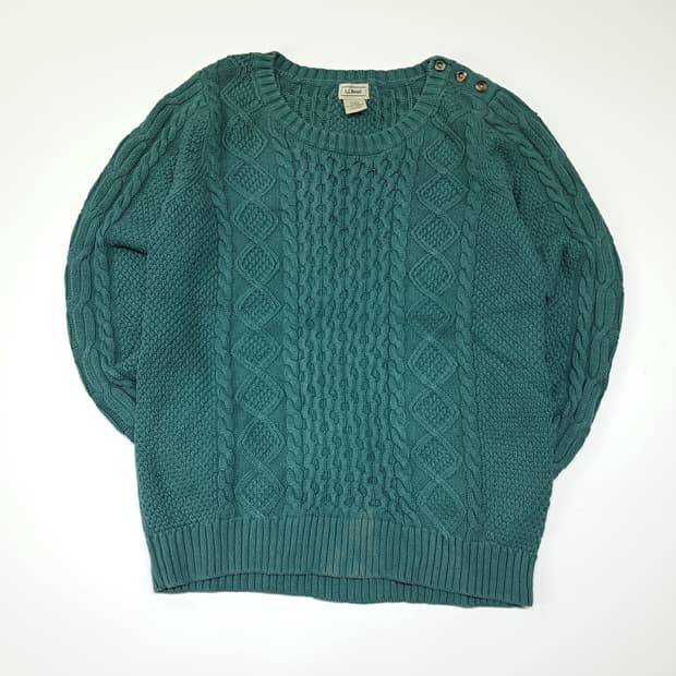 CL356 L 엘엘빈 00s 틸그린 케이블 피셔맨 니트 스웨터