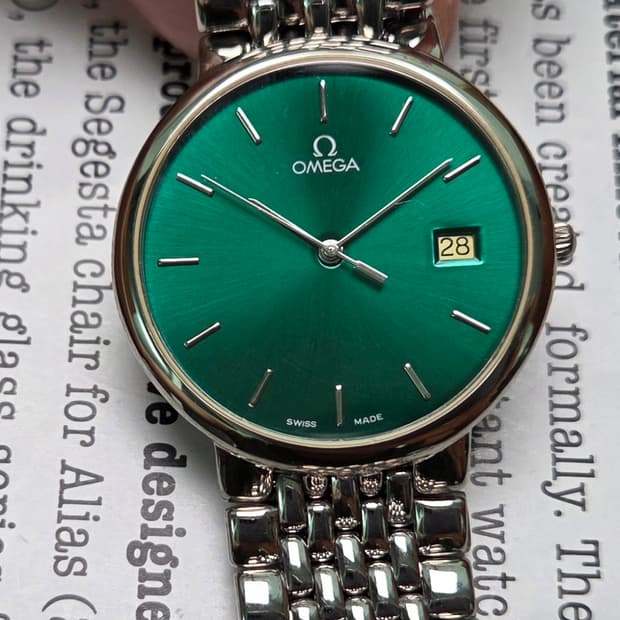 빈티지 오메가 드빌 동전쿼츠 그린썬레이 싱글데이트 쓰리침 ver.