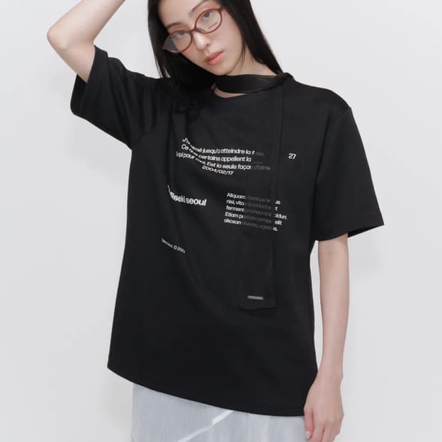 미세키서울 typography 반팔 숏슬리브 블랙 사이즈 1