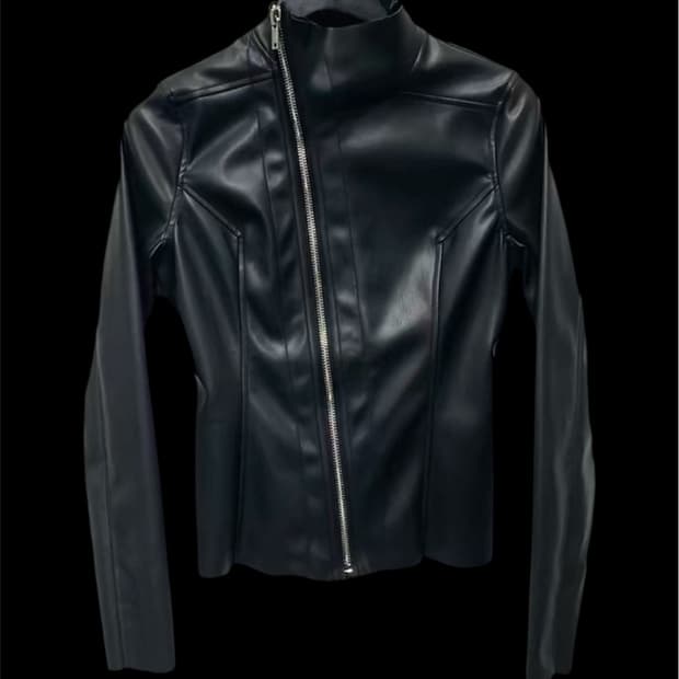 블랙 레더 스킨 자켓 