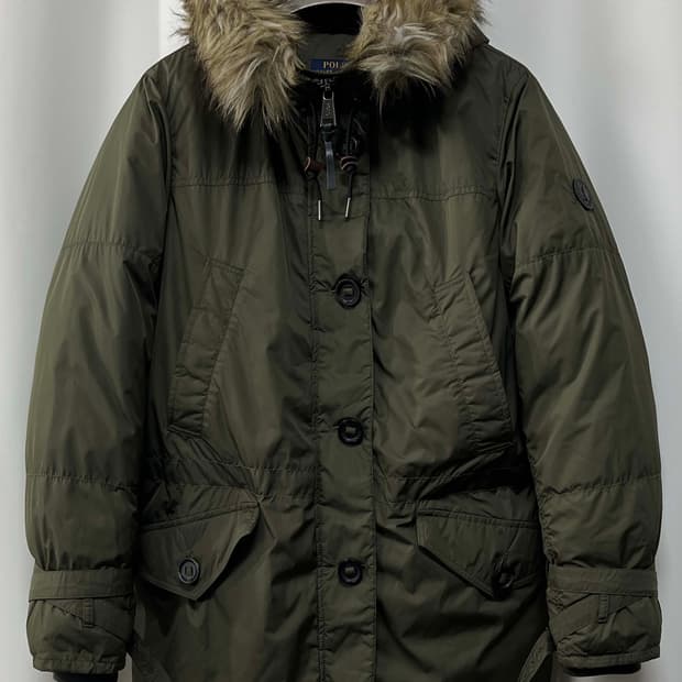 폴로 랄프로렌 올리브 유틸리티 쿠키패치 다운파카 자켓