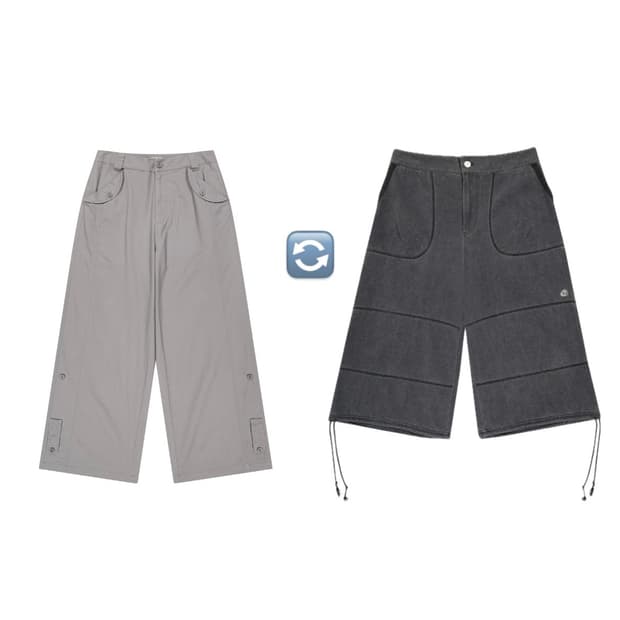 워시드 버튼 탭 팬츠 [교환]