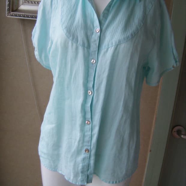 [Eddie Bauer]vintage linen shirt in mint