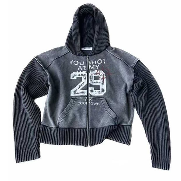 빈티지 니트 후드집업 XL