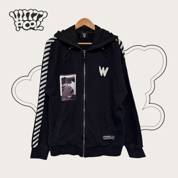 라이프워크 백로고 사이드라인 후드집업 FREE 블랙