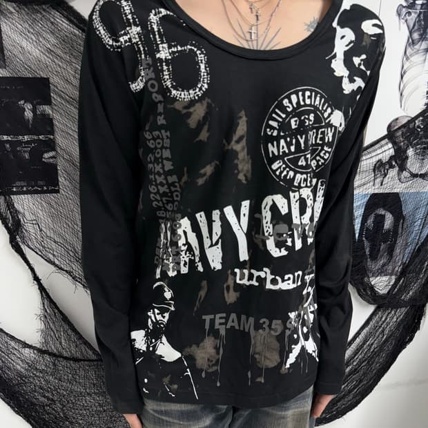 Grunge mood printing longsleeve