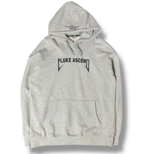 플루크미션 시그니쳐 빅 로고 그레이 후드티 XL
