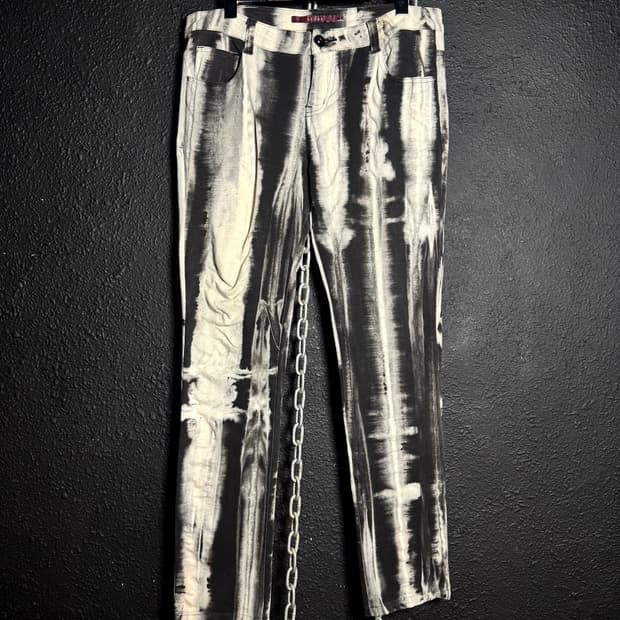 SEANA – Black & White Bleach Slim Pants 