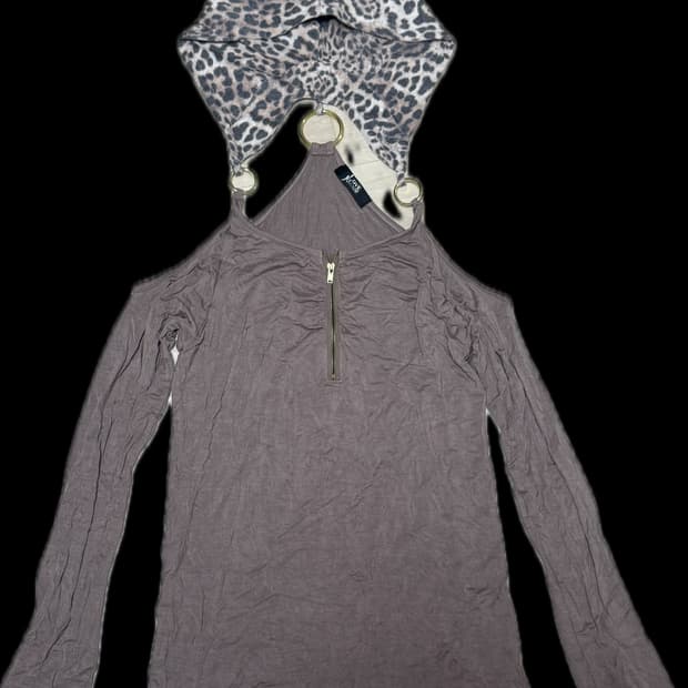 호피 링 오프숄더 탑