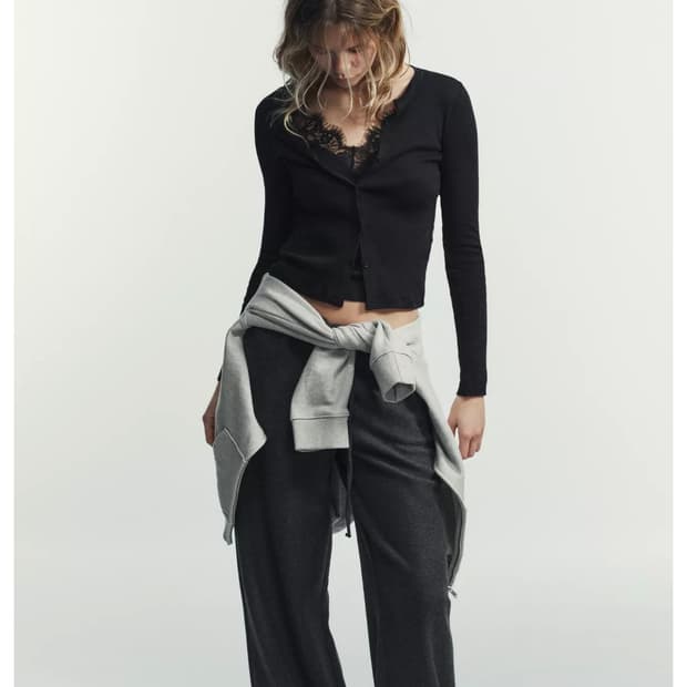 (택o) 자라 레이스 콤비 탑 블랙/s