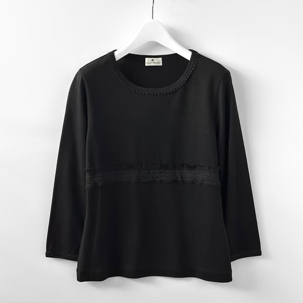 90s 빈티지 꾸레쥬 레이스 디테일 7부 울 탑