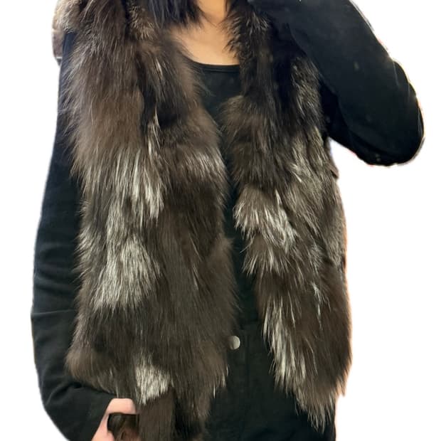 Fox fur 퍼 양가죽 조끼 