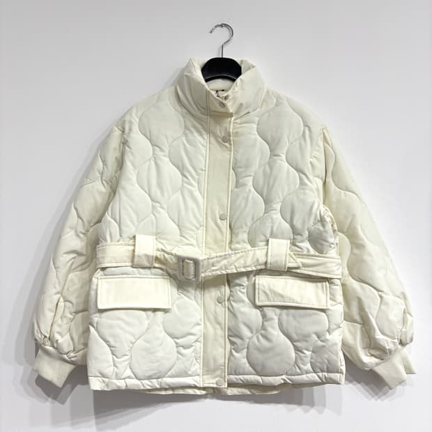 [새상품] 퀄팅 깔깔이 벨트 경량패딩자켓