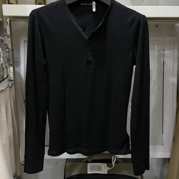 폴로랄프로렌(블랙라벨)/블랙 헨리넥 긴팔티
