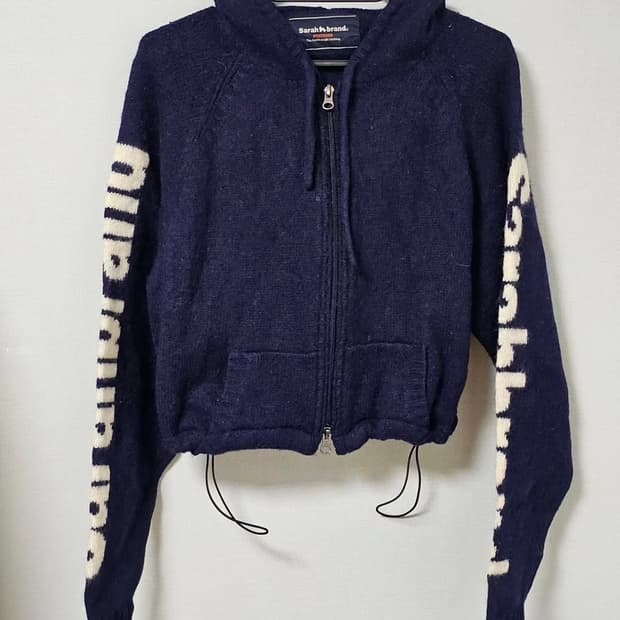 빈티지 코위찬 크롭 커스텀 니트 집업 밑단 스트링