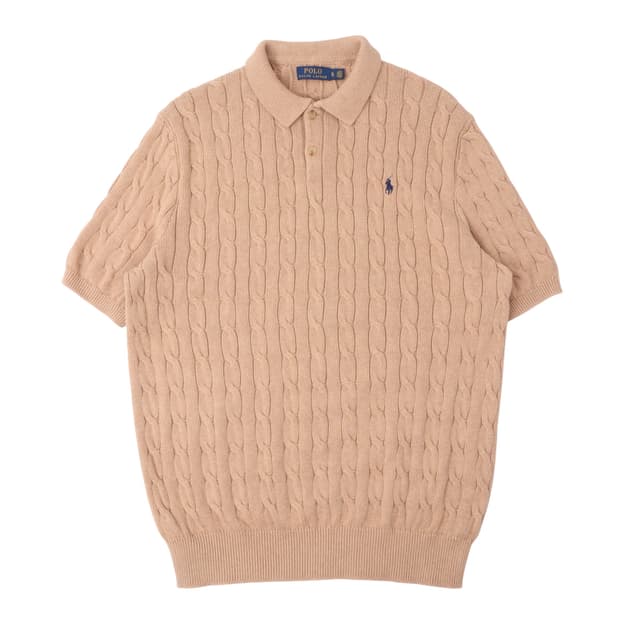 폴로 랄프로렌 베이지 케이블 버튼업 니트