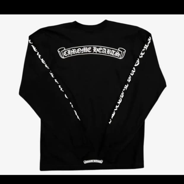 Chrome Hearts Scroll Logo LS T-Shirt Bla