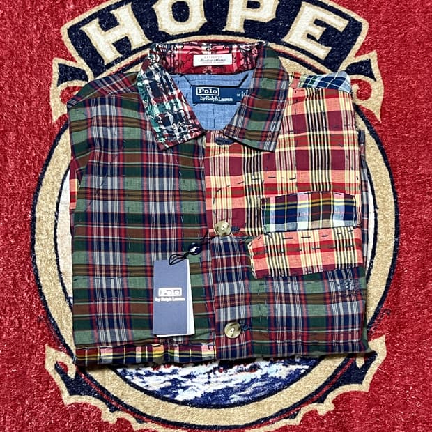 폴로 패치워크 마드라스 오버셔츠 