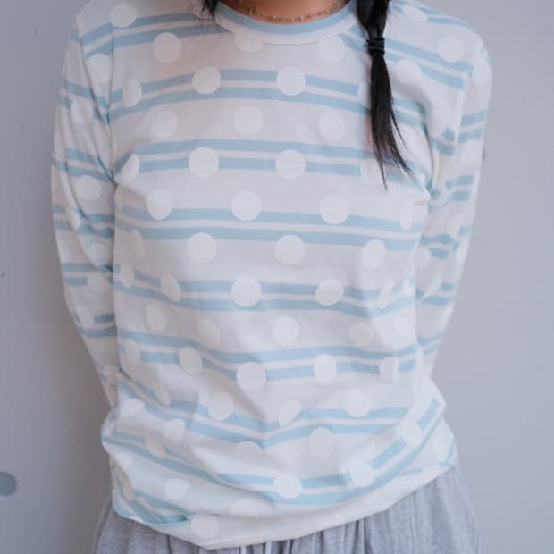 Dot stripe long sleeve top
