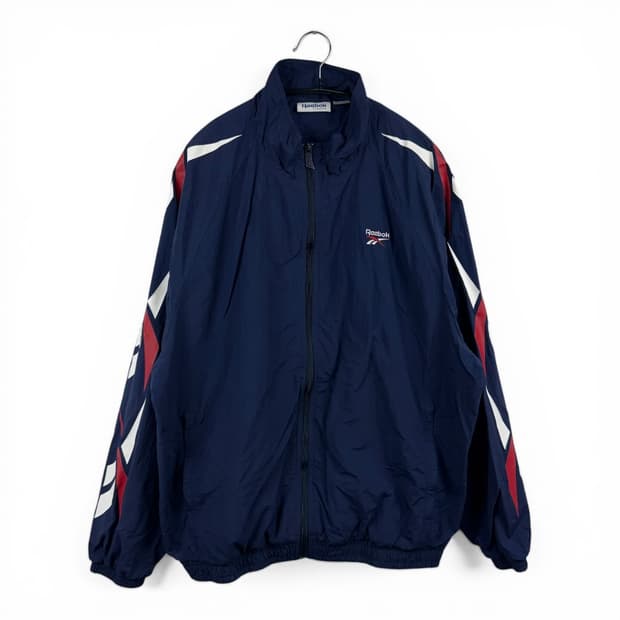 (XL) 리복 올드스쿨 로고플레이 우븐 바람막이 자켓 네이비