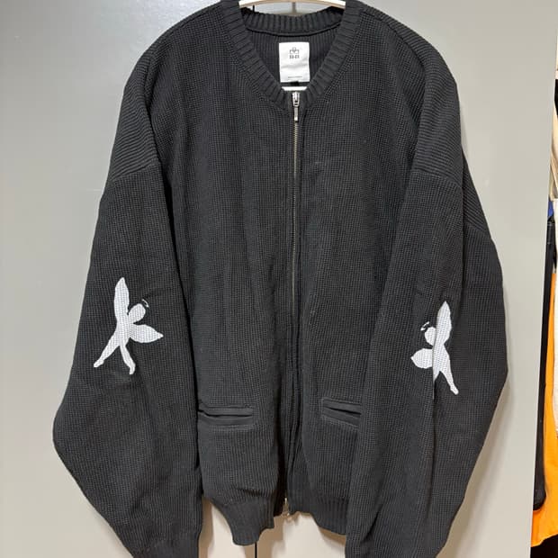 폴리테루 와플 니트 집업 엔젤 3사이즈