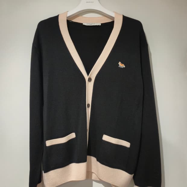 [메종키츠네] 베이비 폭스 패치 울가디건 XL