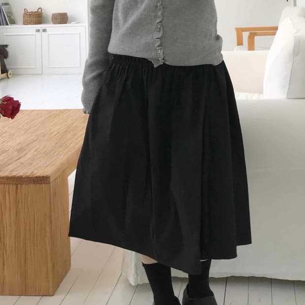 셔링 A라인 롱스커트