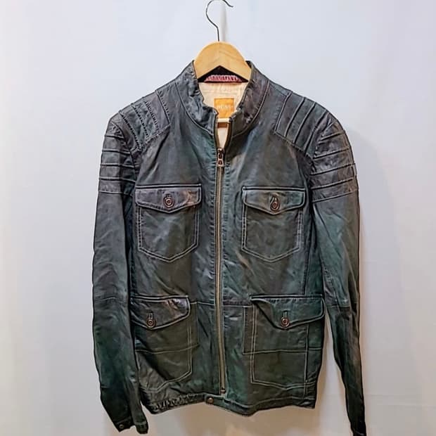 휴고보스 가죽 라이더 자켓 