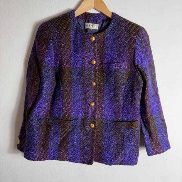 VINVERT 빈티지 보라 트위드 자켓(Free)