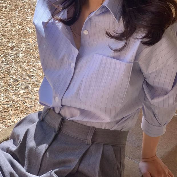 나흐트 제작 블루 스트라이프 셔츠