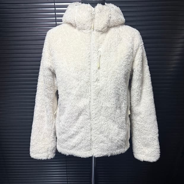 유니클로 털 후리스 플리스 후드 집업 자켓 S 아이보리 보온 후디 90 