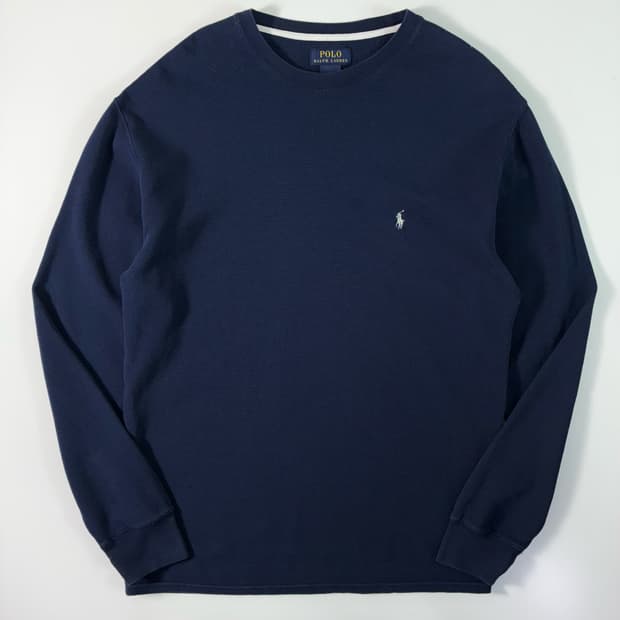 Polo  폴로 랄프로렌 자수 코튼 네이비 와플 니트