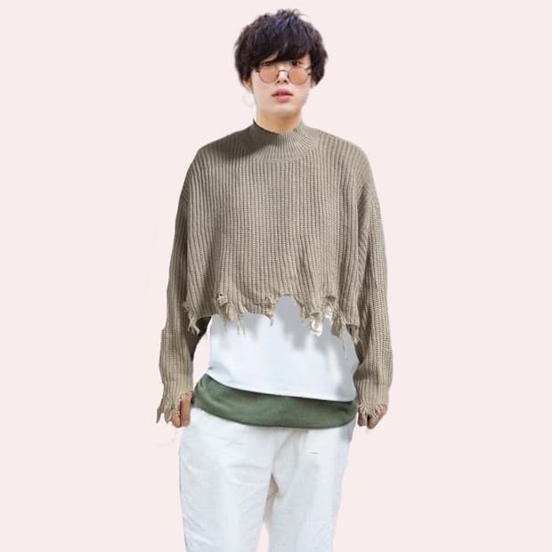 Anap 커스텀 그런지 크롭 니트