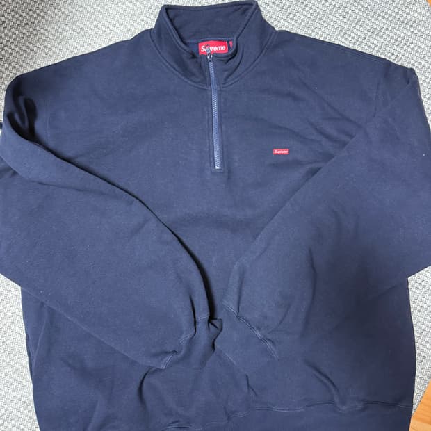 [XXL] 슈프림 스몰 박스 하프 집 풀오버 네이비 - 25SS