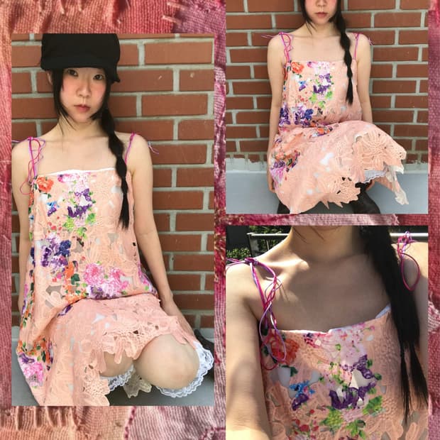 vintage flower pattern lace one-piece