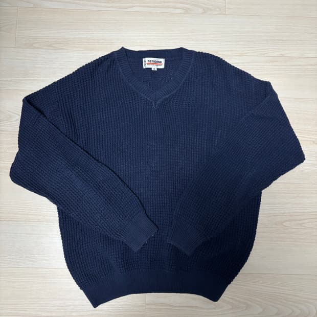 빈티지 네이비 와플 니트