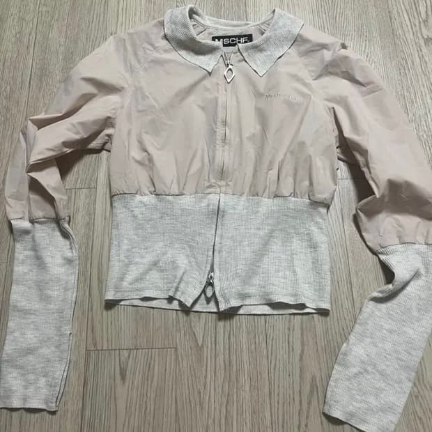 미스치프 롬버스 집업 자켓 애쉬핑크