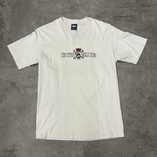 90s Stussy World Tribe Skull Logo T-
