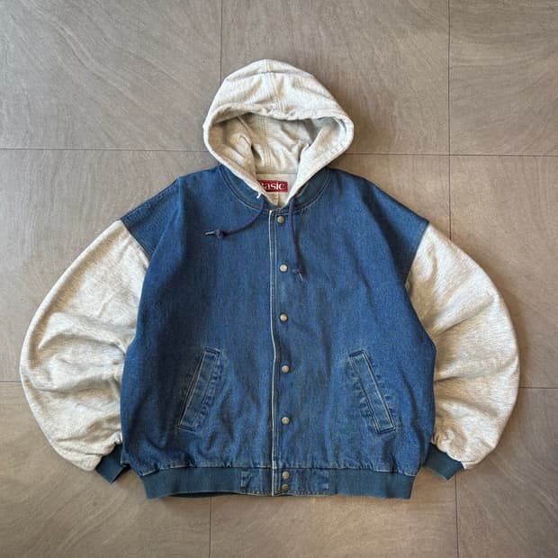 빈티지 데님 베이스볼 자켓